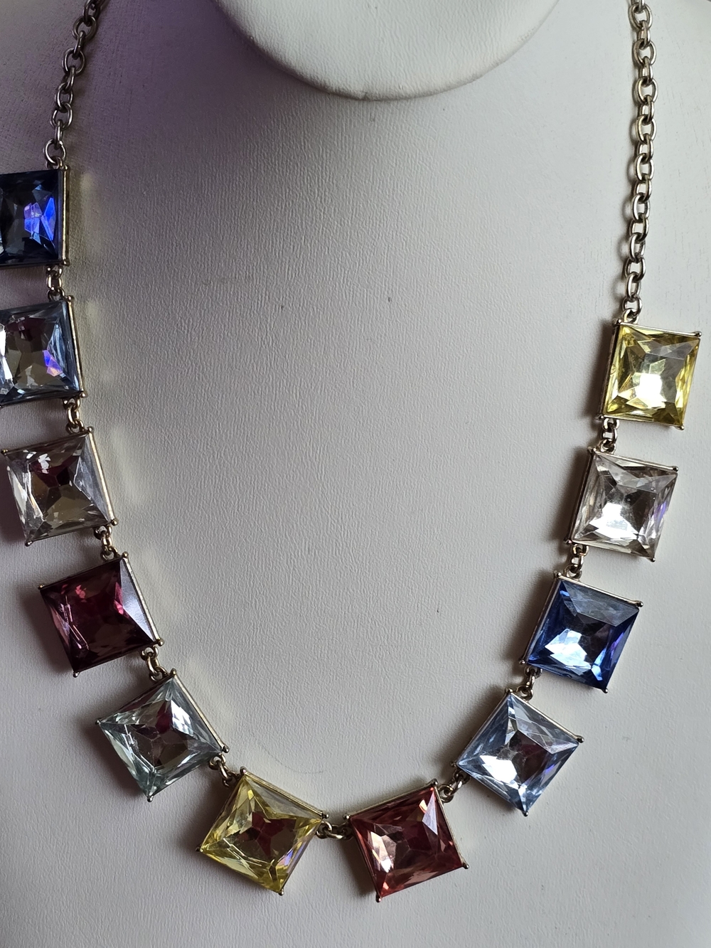 Sugarfix Multicolor Square Crystal Statement Necklace - Women Jewelry